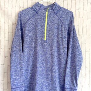 Tangerine Athletic Shirt Womens XL Blue Long Sleeve 1/4 Zip Pullover Running Top